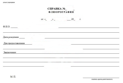 Справка о флюорографии в Спб