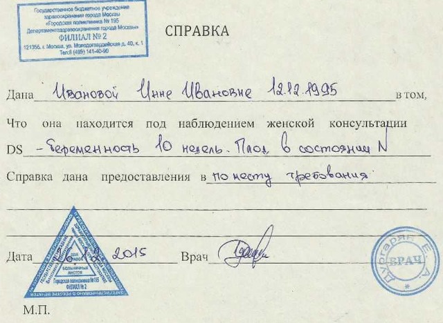 справка о женском УЗИ
