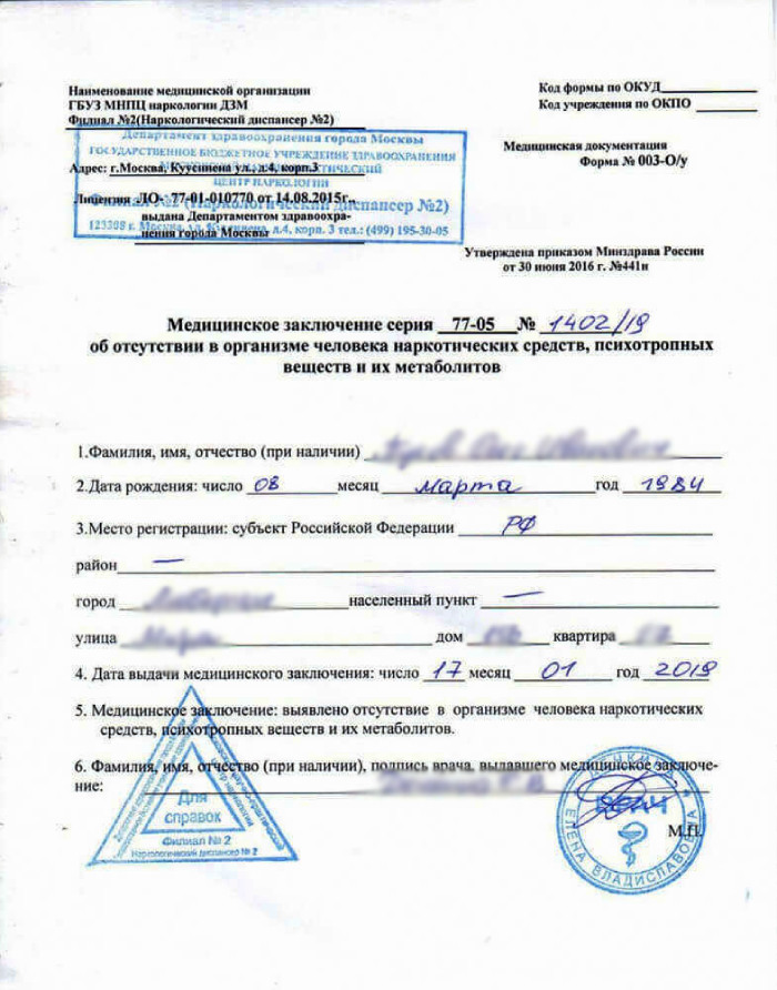 Справка ХТИ на оружие в Спб