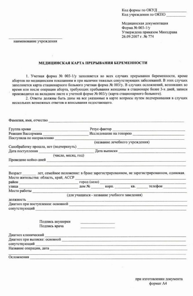 Справка о выкидыше в СПб